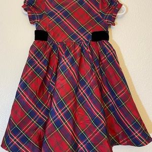 Gymboree silk plaid Christmas holiday red dress size 4T